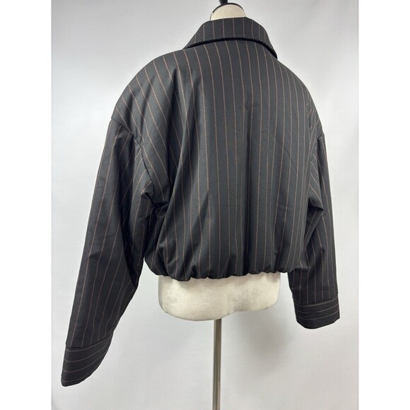 Nocturne Striped Padded Jacket Pinstripe Black Stripe Size Medium Bomber - Picture 3 of 10